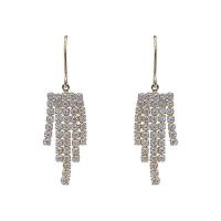 Fashion Fringe Earrings Zinc Alloy Geometrical Pattern gold color plated for woman & with rhinestone Sold By Pair