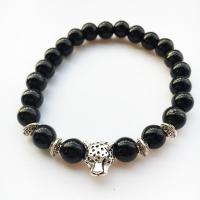 Bracelets de pierres précieuses, pierre gemme, avec alliage de zinc, léopard, différents matériaux pour le choix & unisexe, Longueur:Environ 7.5 pouce, Vendu par PC