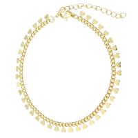 Bracelets en laiton, coeur, Placage de couleur d'or, pour femme, Longueur Environ 9.2 pouce, Vendu par PC