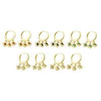 Boucles d'oreilles en laiton zircon cubique pavent, Placage de couleur d'or, pavé de micro zircon & pour femme, plus de couleurs à choisir, 25mm, Vendu par paire