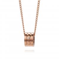 Titanium Steel Necklace, 18K rose gold plated, for woman & with rhinestone, Length:Approx 15.74 Inch, Sold By PC