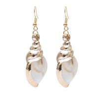 Shell Earrings Zinc Alloy with Shell gold color plated fashion jewelry & for woman nickel lead & cadmium free 45mm Sold By Pair