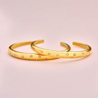 Partículas de aço abertura da pulseira, joias de moda & unissex & com strass, dourado, Diametro interno:Aprox 58,64mm, vendido por PC