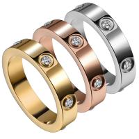 Ring Finger Titantium stali, biżuteria moda & różnej wielkości do wyboru & mikro utorować cyrkonia & dla kobiety, dostępnych więcej kolorów, sprzedane przez PC