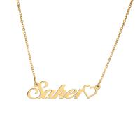 304 Stainless Steel Necklace with 1.97inch extender chain Vacuum Ion Plating Each custom text must be less than 10 letters   fashion jewelry   for woman golden Length Approx 17.72 Inch Sold By PC