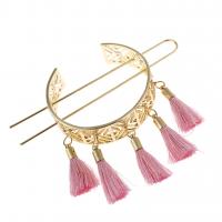 Hair Stick, Tibetan Style, with Polyester, gold color plated, fashion jewelry & for woman, more colors for choice, nickel, lead & cadmium free, 110mm, Sold By PC