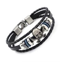 Cowhide Bracelet Zinc Alloy with Cowhide & Wood fashion jewelry & multilayer & Unisex nickel lead & cadmium free Length Approx 8.27 Inch Sold By PC