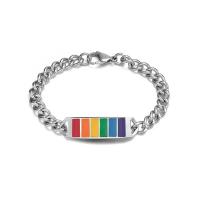 Titanium Steel Bracelet & Bangle, fashion jewelry & Unisex & enamel, original color, Length:Approx 8.27 Inch, Sold By PC