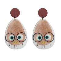 Wood Earring, fashion jewelry & for woman, more colors for choice, 54x22x30mm, Sold By Pair