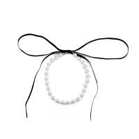 Пластиковый жемчужное ожерелье, ABS пластик жемчужина, с Полиэстер, ювелирные изделия моды & Женский, два разных цвета, Продан через 145 см Strand