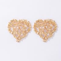 Tibetan Style Stud Earring, Heart, gold color plated, fashion jewelry & for woman, golden, 44x43mm, Sold By Pair