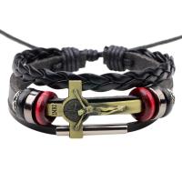 PU Leather Cord Bracelets, with Tibetan Style, plated, fashion jewelry & Unisex, more colors for choice, 180x130mm, Sold By PC