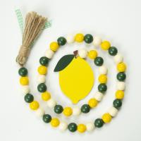 Hanging Ornaments, Schima Superba, with Linen, Lemon, mixed colors, 16mm, Length:Approx 89 cm, Sold By PC