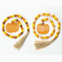 Hanging Ornaments Schima Superba with Linen Pumpkin & hollow 16mm Length Approx 70 cm Sold By PC