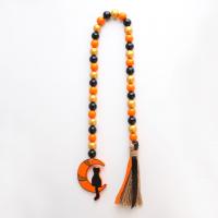 Schima Superba Hanging Ornaments with Linen Cat Halloween Jewelry Gift mixed colors Length Approx 73 cm Sold By PC