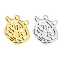 Stainless Steel Animal Pendants, 304 Stainless Steel, Tiger, Galvanic plating, DIY, more colors for choice, 13x15x1mm, 10PCs/Bag, Sold By Bag