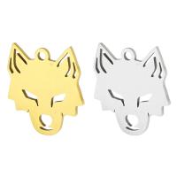 Stainless Steel Animal Pendants, 304 Stainless Steel, Wolf, Galvanic plating, DIY, more colors for choice, 15x16x1mm, Hole:Approx 1mm, 10PCs/Bag, Sold By Bag