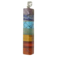 Gemstone Pendants Jewelry with Brass Column silver color plated DIY mixed colors Sold By PC