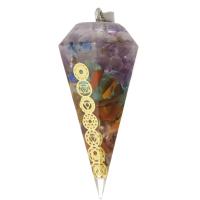 Gemstone Pendants Jewelry, with Brass, Conical, plated, DIY, mixed colors, 19.50x41x17.50mm, Hole:Approx 3mm, Sold By PC