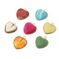Gemstone Pendants Jewelry, with Brass, Heart, gold color plated, DIY & different materials for choice, more colors for choice, 21x23x6mm, Hole:Approx 2mm, Sold By PC
