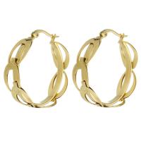 Stainless Steel Hoop Earring, 304 Stainless Steel, Vacuum Ion Plating, fashion jewelry & for woman, golden, 9x32mm, Sold By Pair