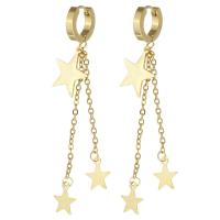 Fashion Fringe Earrings 304 Stainless Steel Star Vacuum Ion Plating fashion jewelry & for woman golden 68mm Sold By Pair