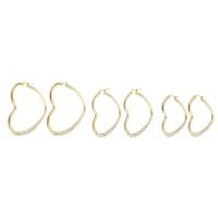 Rustfrit stål Lever Tilbage Earring, 304 rustfrit stål, Heart, mode smykker & forskellig størrelse for valg & for kvinde & med rhinestone, gylden, Solgt af par