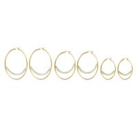 Stainless Steel Hoop Earring, 304 Stainless Steel, Vacuum Ion Plating, different size for choice & for woman & with rhinestone, golden, Sold By Pair