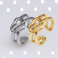 Stainless Steel Finger Ring 304 Stainless Steel Heart Vacuum Ion Plating fashion jewelry & for woman & hollow 10mm Sold By PC