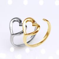 Anel de dedo de aço inoxidável, Aço inoxidável 304, Coração, joias de moda & para mulher & vazio, Mais cores pare escolha, 12mm, vendido por PC