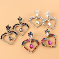 Zinc Alloy Drop Earrings Heart fashion jewelry & for woman & with rhinestone nickel lead & cadmium free Sold By Pair