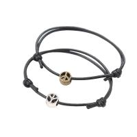 Couple Bracelet and Bangle Wax Cord with Zinc Alloy plated 2 pieces & Adjustable & fashion jewelry 9mm Length 16-25 cm Sold By Pair
