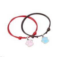 Couple Bracelet and Bangle, Wax Cord, with Tibetan Style, silver color plated, 2 pieces & Adjustable & fashion jewelry & enamel, more colors for choice, 15x17mm, Length:16-25 cm, Sold By Pair