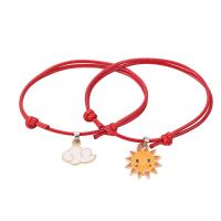 Couple Bracelet and Bangle, Wax Cord, with Tibetan Style, plated, 2 pieces & Adjustable & fashion jewelry & enamel, more colors for choice, 20x15mm,20mm, Length:16-25 cm, Sold By Pair