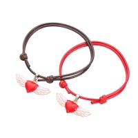 Couple Bracelet and Bangle Wax Cord with Zinc Alloy plated 2 pieces & Adjustable & fashion jewelry & enamel Length 16-25 cm Sold By Pair