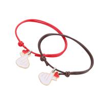Couple Bracelet and Bangle, Wax Cord, with Tibetan Style, plated, 2 pieces & Adjustable & fashion jewelry & enamel, more colors for choice, 18x22mm, Length:16-25 cm, Sold By Pair