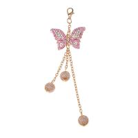 Zinc Alloy Cell Phone DIY Kit Butterfly gold color plated with rhinestone pink nickel lead & cadmium free Length 135 mm Sold By PC