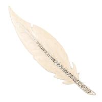 Zinc Alloy Hair Accessories DIY Findings Feather silver color plated enamel & with rhinestone white nickel lead & cadmium free Sold By PC