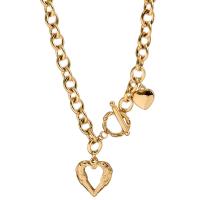 Collar de Aleación de Zinc, Corazón, 18K chapado en oro, Joyería & para mujer, dorado, libre de níquel, plomo & cadmio, longitud aproximado 52 cm, Vendido por UD