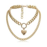 Zinklegierung Schmuck Halskette, Herz, plattiert, Doppelschicht & Modeschmuck & für Frau, keine, frei von Nickel, Blei & Kadmium, Länge:32 cm, 43 cm, verkauft von PC