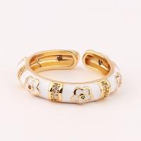 Cubic Zirconia Micro Pave Brass Ring, gold color plated, Adjustable & micro pave cubic zirconia & for woman & enamel, more colors for choice, Sold By PC