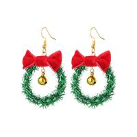Christmas Earrings Zinc Alloy Cartoon plated & for woman & enamel & with rhinestone Sold By Pair