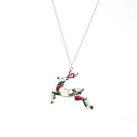 Christmas Necklaces, Tibetan Style, Deer, platinum plated, Christmas jewelry & for woman & enamel, multi-colored, 500mm, Sold By PC