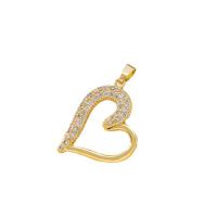 Cubic Zirconia Micro Pave Brass Pendant, Heart, plated, different styles for choice & micro pave cubic zirconia & for woman & hollow, 28x22mm, Length:Approx 17.7 Inch, Sold By PC