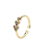 Cubic Zirconia Micro Pave Brass Ring, gold color plated, Adjustable & different styles for choice & micro pave cubic zirconia & for woman, more colors for choice, Sold By PC