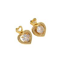 Cubic Zirconia Micro Pave Brass Pendant Heart gold color plated & micro pave cubic zirconia & for woman Length Approx 17.7 Inch Sold By PC
