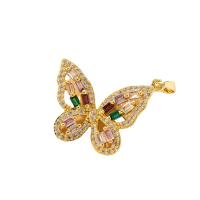 Cubic Zircon Micro Pave Brass Necklace, Butterfly, gold color plated, different styles for choice & micro pave cubic zirconia & for woman, multi-colored, 33x25mm, Length:Approx 17.7 Inch, Sold By PC
