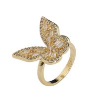 Cubic Zirconia Micro Pave Brass Ring, Butterfly, plated, Adjustable & micro pave cubic zirconia & for woman, more colors for choice, Sold By PC