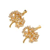 Cubic Zirconia Micro Pave Brass Pendant Tree gold color plated micro pave cubic zirconia & hollow gold Sold By PC
