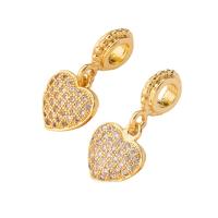 Cubic Zirconia Micro Pave Brass Pendant, Heart, gold color plated, micro pave cubic zirconia, gold, 20x10mm, Sold By PC